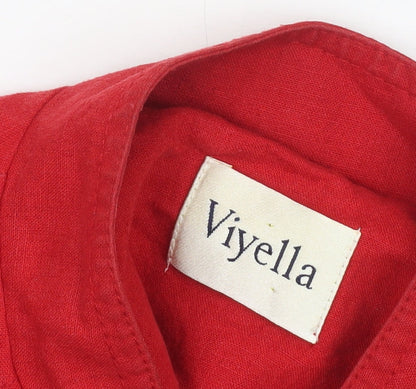 Viyella Womens Red Linen Blend Blazer UK 10 Single Breasted