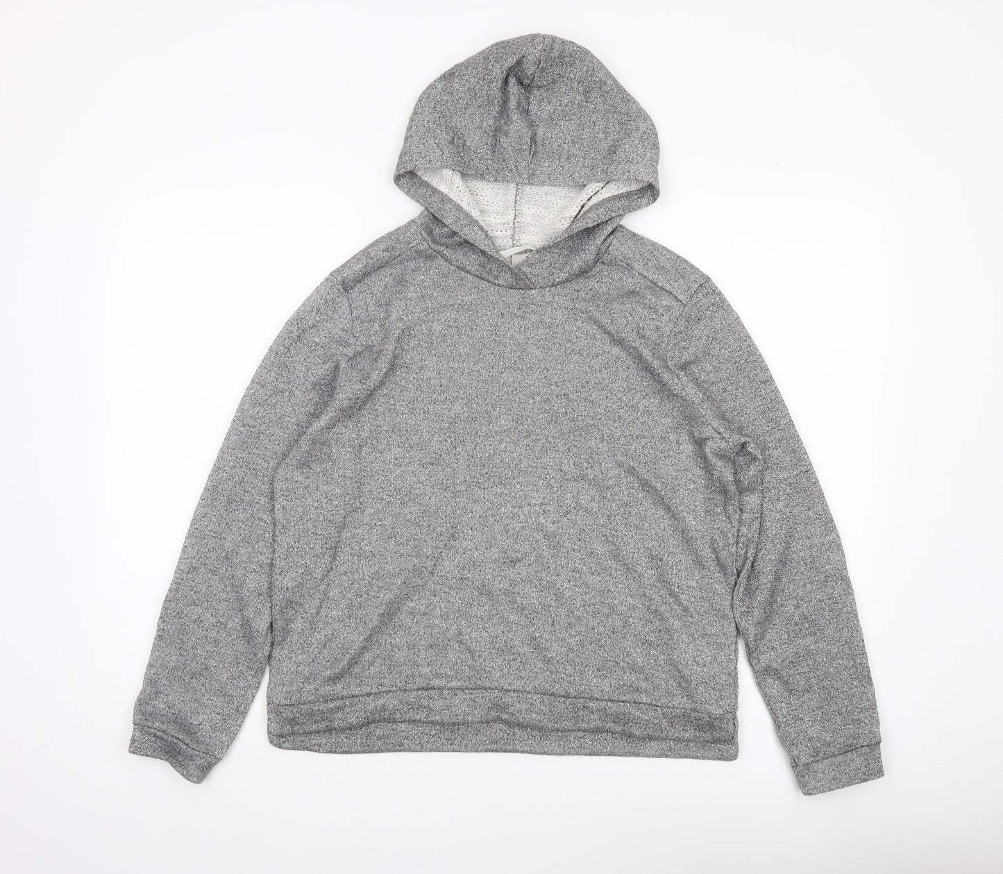 H&M Girls Grey Glitter Pullover Hoodie Size 12 Years Cotton Blend