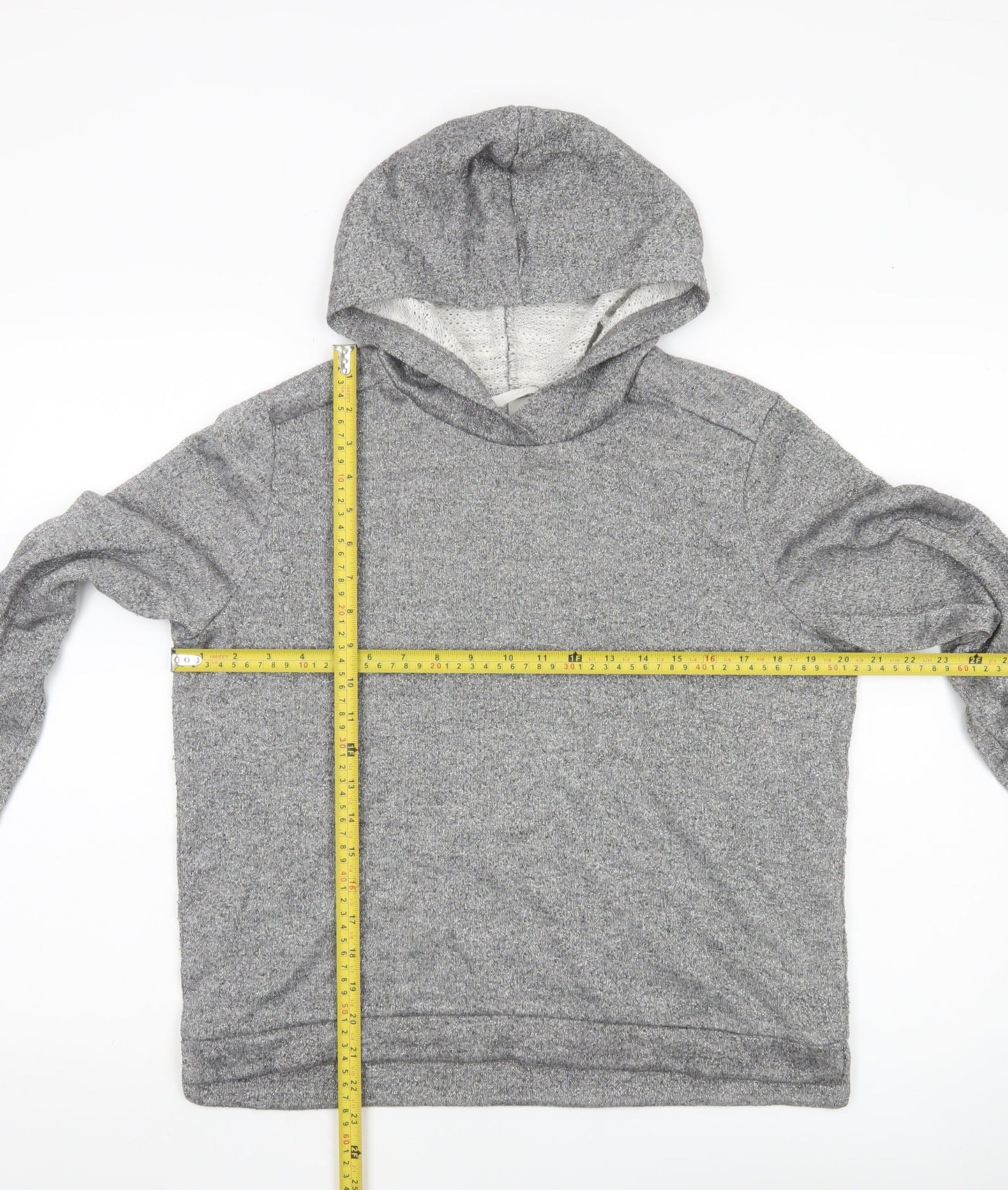 H&M Girls Grey Glitter Pullover Hoodie Size 12 Years Cotton Blend