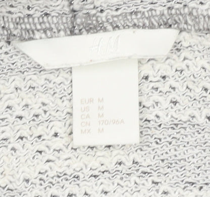 H&M Girls Grey Glitter Pullover Hoodie Size 12 Years Cotton Blend