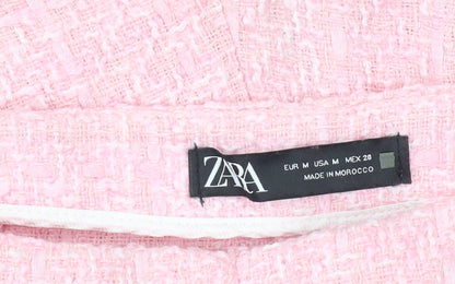 Zara Women Pink Wrap Bouclé Shorts Size 12 High Waist