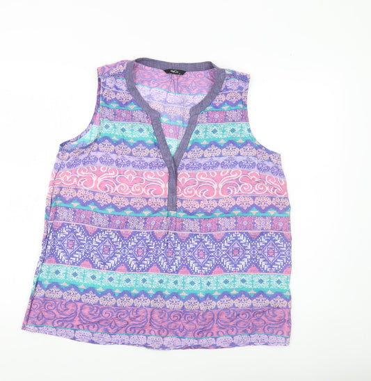 M&Co Women’s Multicoloured Cotton Sleeveless Blouse Top Size 14