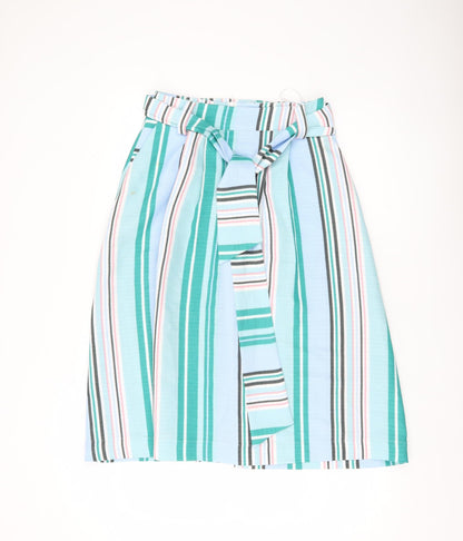 Oasis Women’s Multicoloured Stripe A-Line Knee Length Skirt Size 8