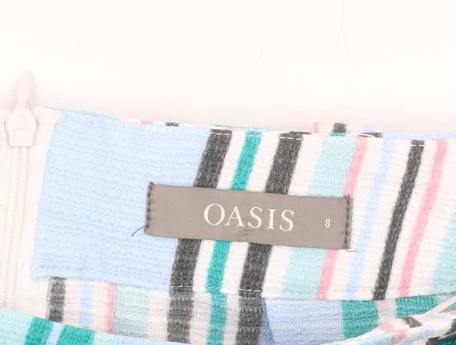 Oasis Women’s Multicoloured Stripe A-Line Knee Length Skirt Size 8