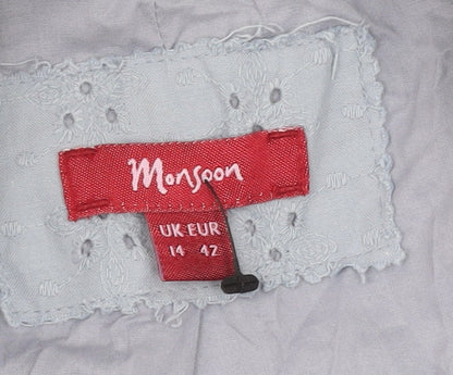 Monsoon Women’s Blue Cotton Blazer Jacket Size 14 UK