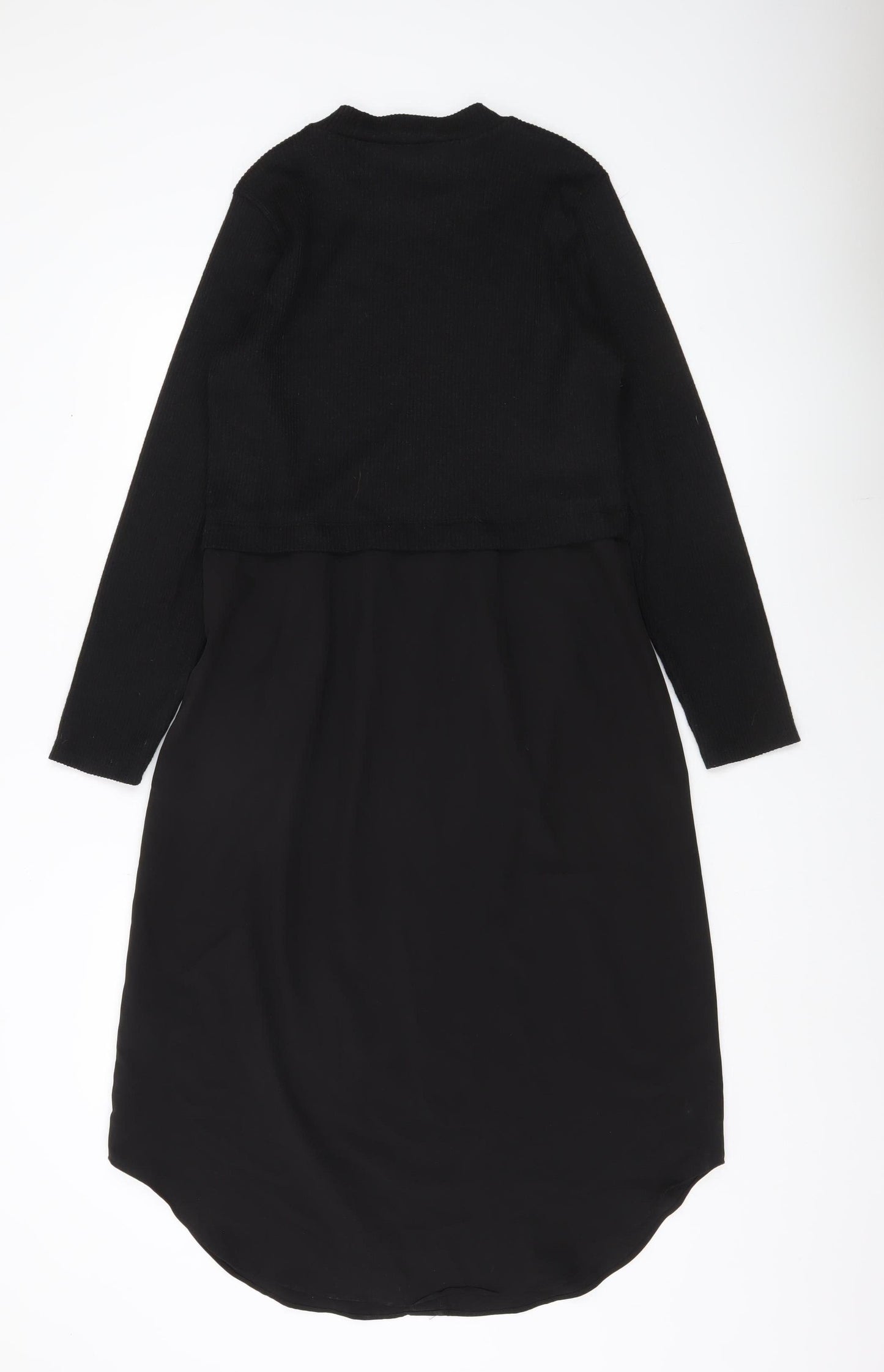 Emma & Michele Women’s Black Midi Shirt Dress M Long Sleeve
