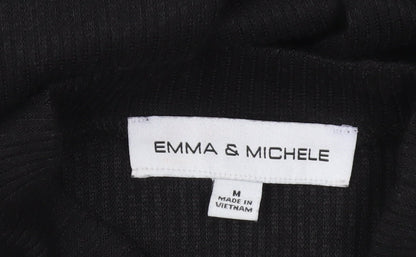 Emma & Michele Women’s Black Midi Shirt Dress M Long Sleeve