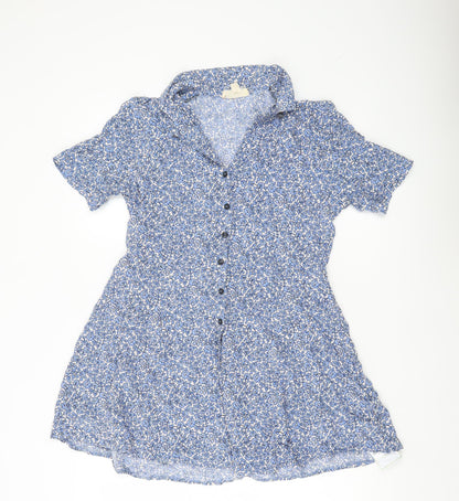 Urban Renewal Women’s Blue Floral Shirt Dress M Knee Length Viscose