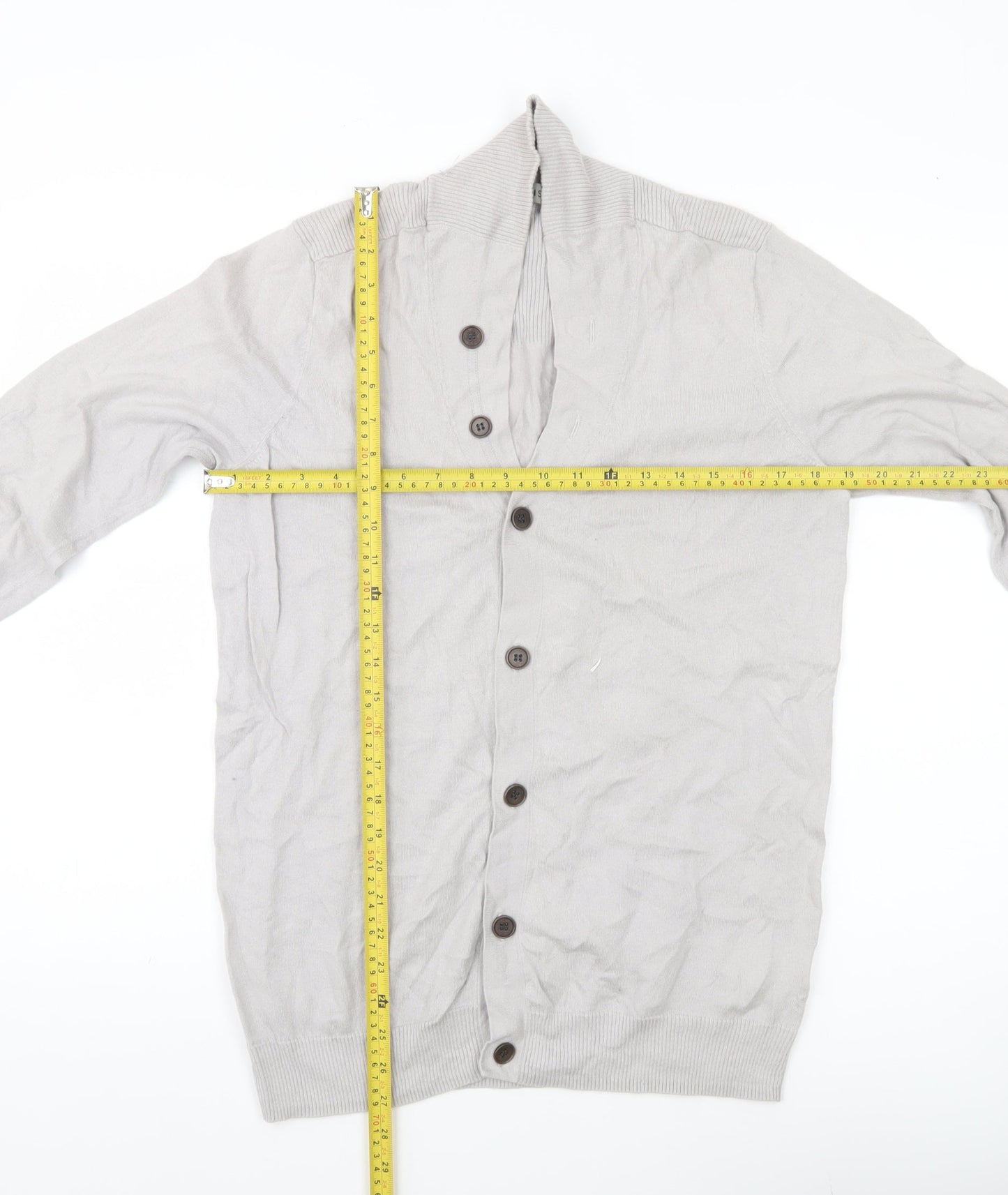 Reiss Mens Grey Cotton Cashmere Cardigan Size M Shawl Neck