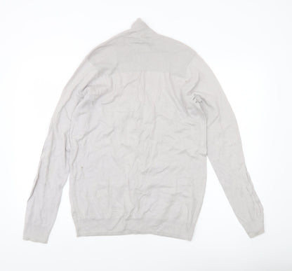 Reiss Mens Grey Cotton Cashmere Cardigan Size M Shawl Neck