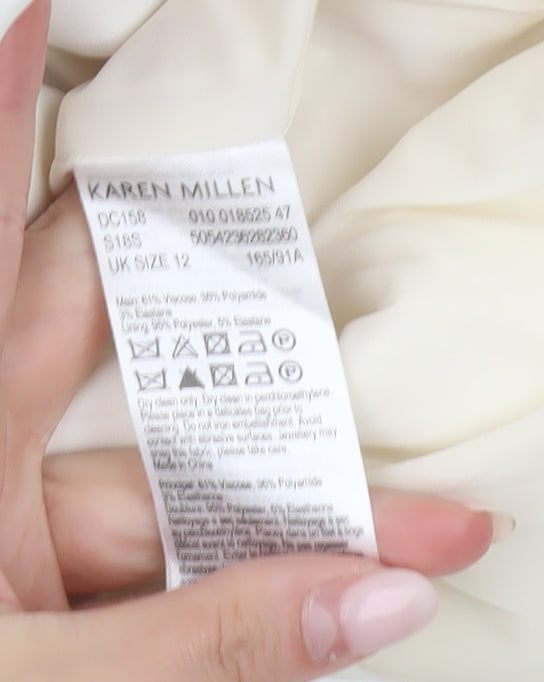 Karen Millen Women’s White Floral Sheath Dress UK 12 Sleeveless