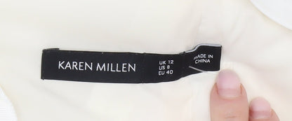 Karen Millen Women’s White Floral Sheath Dress UK 12 Sleeveless