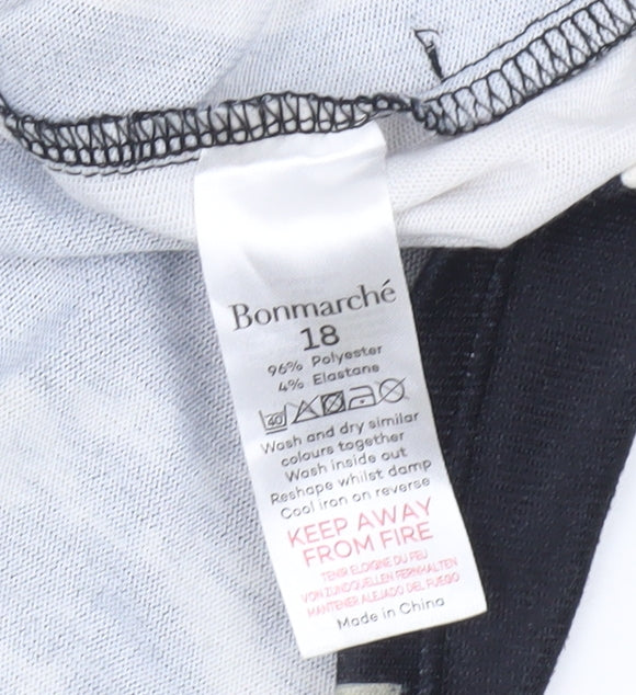 Bonmarché Women’s Black Beige Animal Stripe Tunic Blouse Size 18