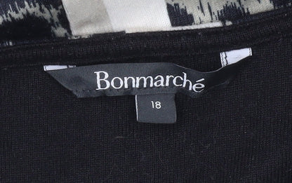 Bonmarché Women’s Black Beige Animal Stripe Tunic Blouse Size 18