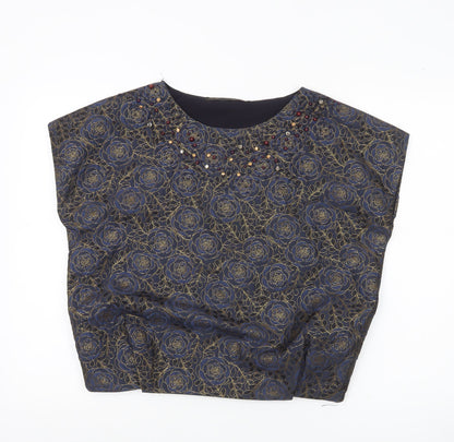 Womens UK Size 10 Zara Basic Blue Basic Blouse