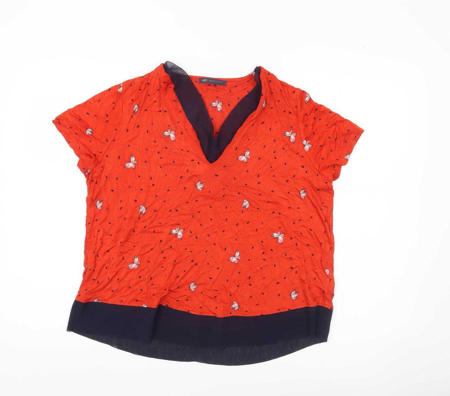 Womens UK Size 14 Marks and Spencer Orange Tunic Blouse