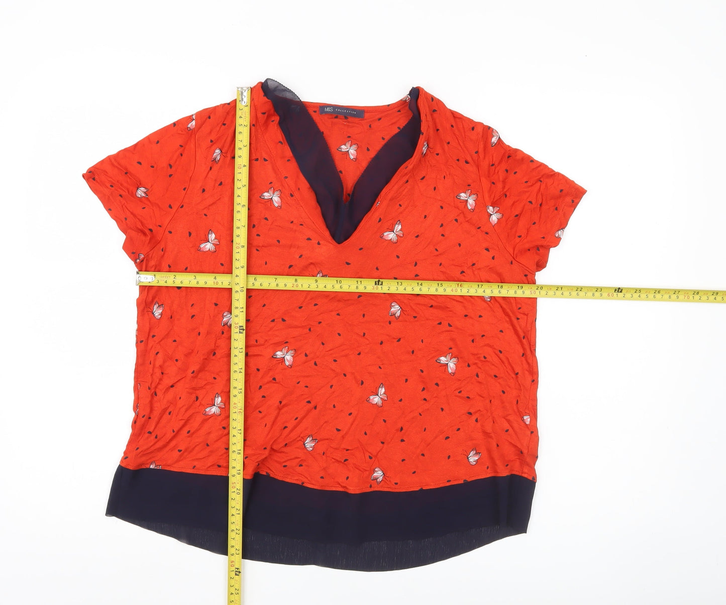 Womens UK Size 14 Marks and Spencer Orange Tunic Blouse