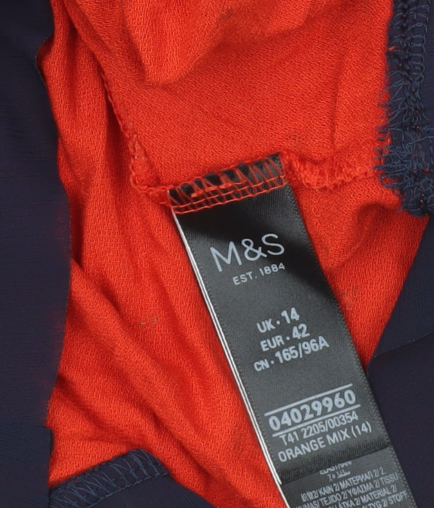Womens UK Size 14 Marks and Spencer Orange Tunic Blouse