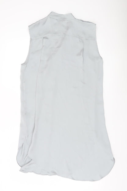 H&M Women’s Grey Sleeveless Shirt Dress Size 8 Collared Buttoned