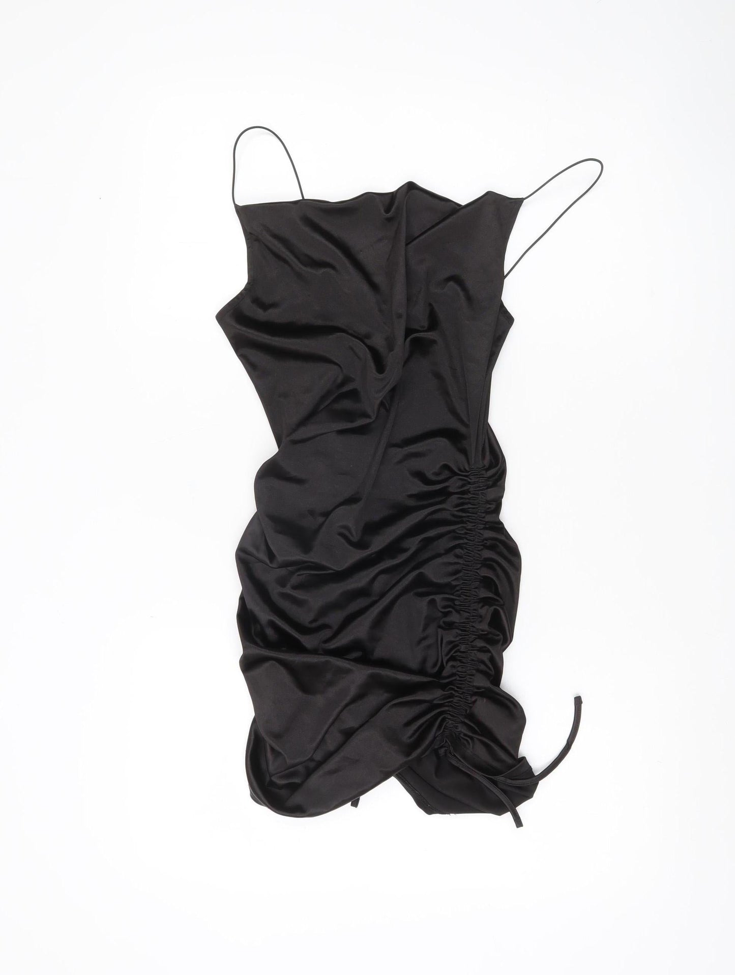 H&M Divided Women’s Black Slip Ruched Mini Party Dress Size S