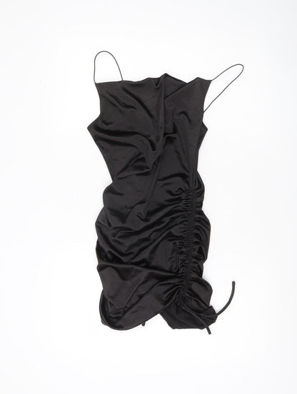 H&M Divided Women’s Black Slip Ruched Mini Party Dress Size S