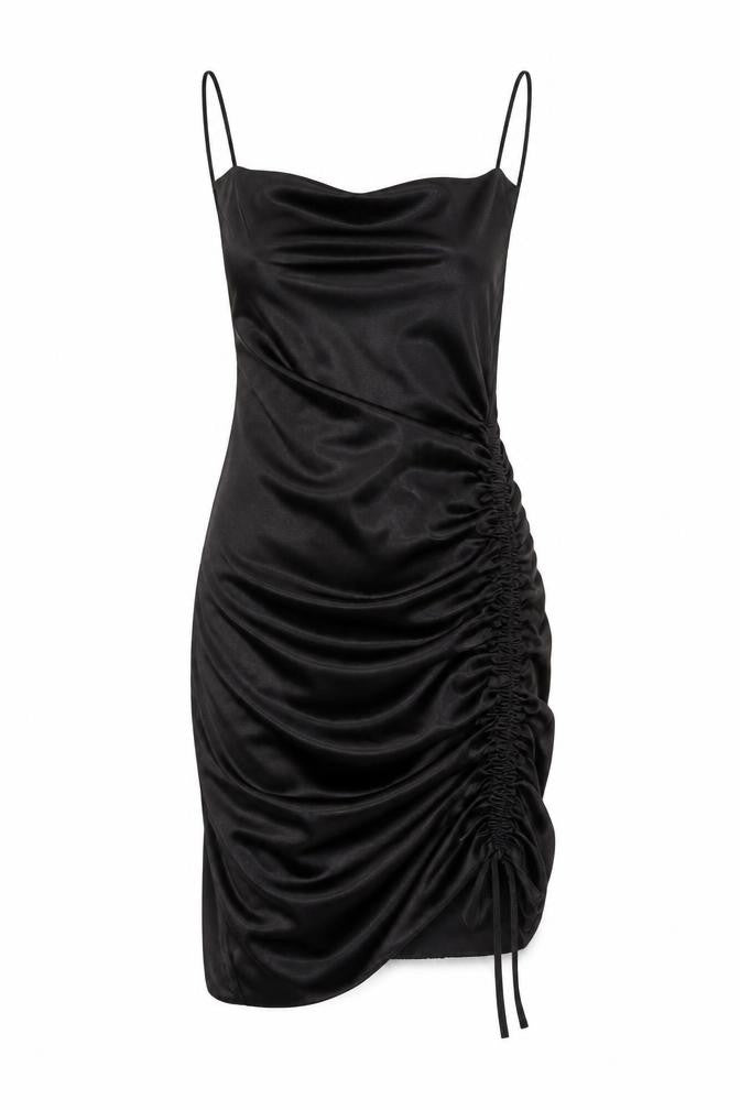 H&M Divided Women’s Black Slip Ruched Mini Party Dress Size S