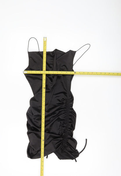 H&M Divided Women’s Black Slip Ruched Mini Party Dress Size S