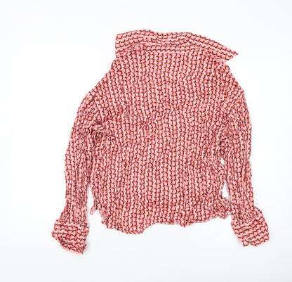 Finery London Women’s Pink Geometric Long Sleeve Blouse Size 16