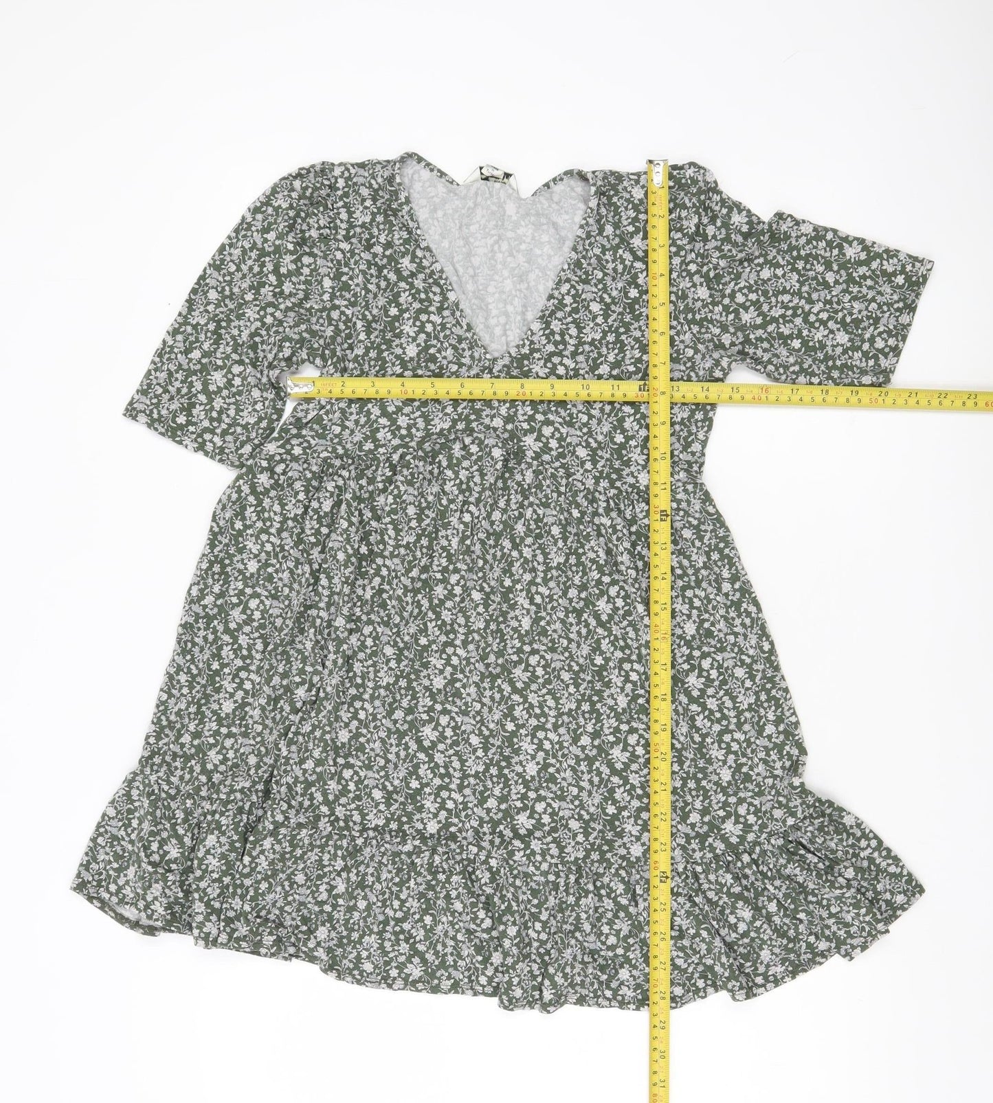 Miss Selfridge Women’s Green Floral V-Neck Wrap Dress Size 10