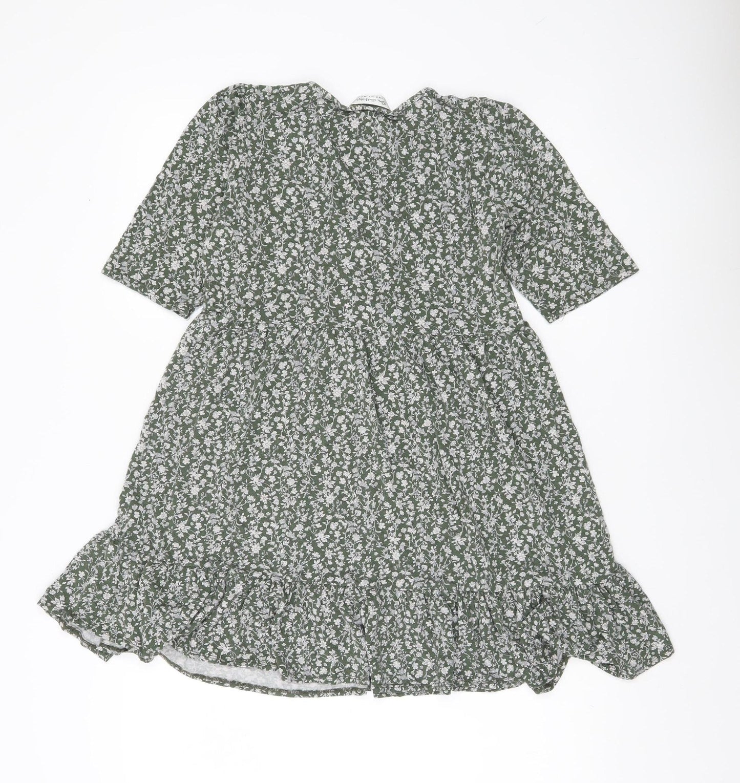 Miss Selfridge Women’s Green Floral V-Neck Wrap Dress Size 10