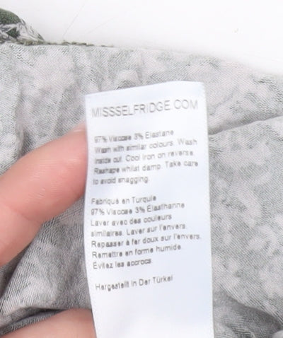 Miss Selfridge Women’s Green Floral V-Neck Wrap Dress Size 10