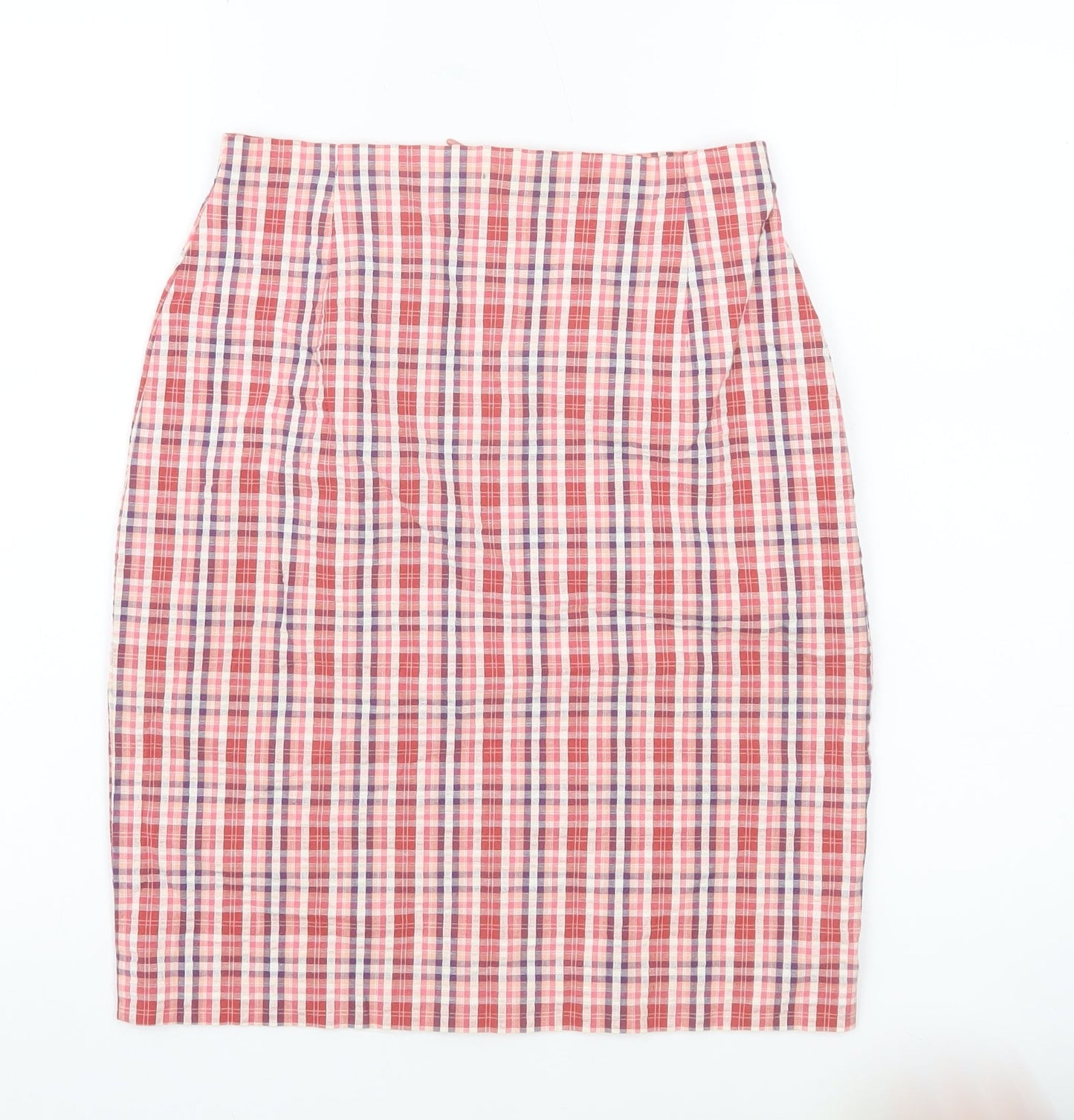 Marks and Spencer Women’s Pink Check Pencil Skirt Size 10 Knee Length