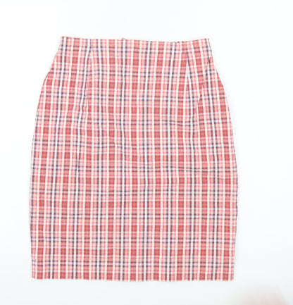 Marks and Spencer Women’s Pink Check Pencil Skirt Size 10 Knee Length