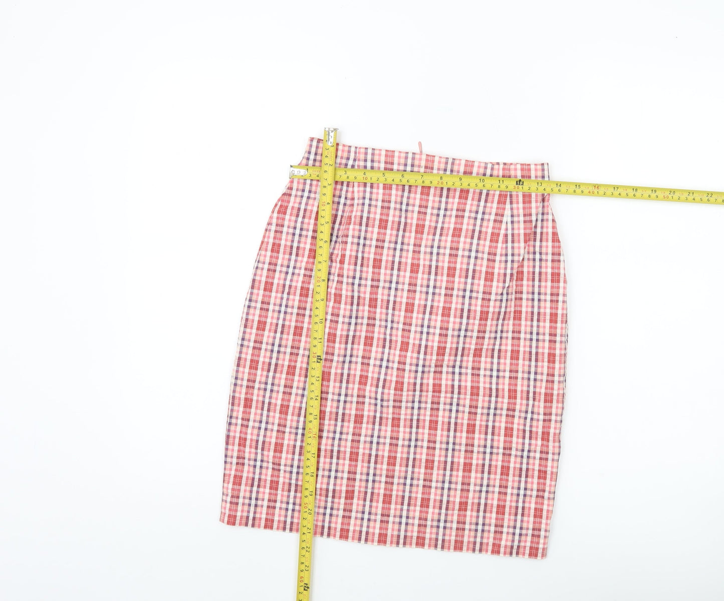 Marks and Spencer Women’s Pink Check Pencil Skirt Size 10 Knee Length