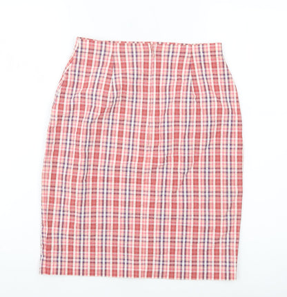 Marks and Spencer Women’s Pink Check Pencil Skirt Size 10 Knee Length