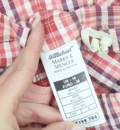 Marks and Spencer Women’s Pink Check Pencil Skirt Size 10 Knee Length