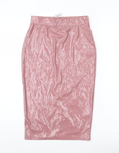 ASOS Women’s Pink Midi Pencil Skirt UK 6 High Rise Stretch