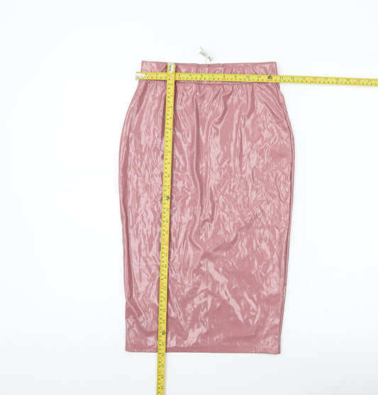 ASOS Women’s Pink Midi Pencil Skirt UK 6 High Rise Stretch