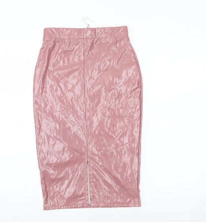 ASOS Women’s Pink Midi Pencil Skirt UK 6 High Rise Stretch