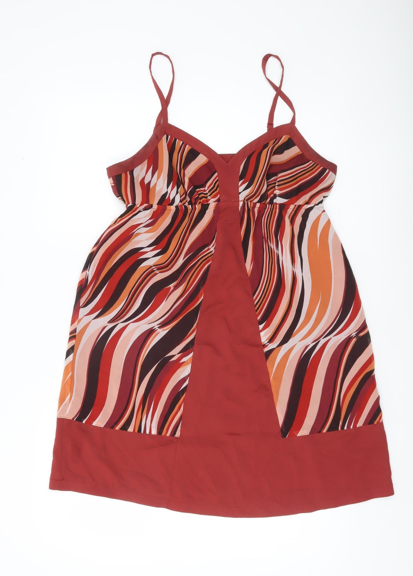 Elle Women’s Red Multicoloured A-Line Knee Length Skirt M