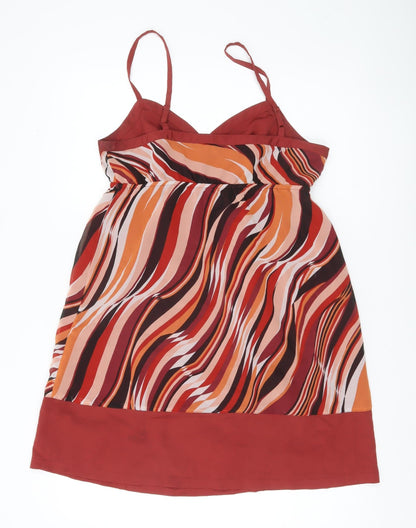 Elle Women’s Red Multicoloured A-Line Knee Length Skirt M