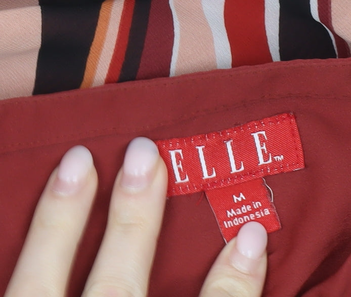 Elle Women’s Red Multicoloured A-Line Knee Length Skirt M