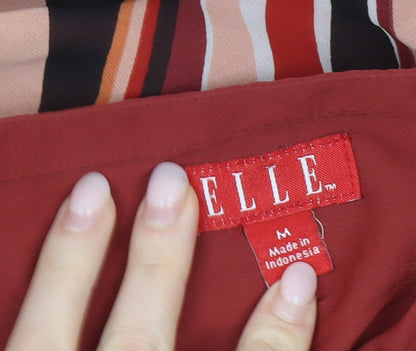 Elle Women’s Red Multicoloured A-Line Knee Length Skirt M