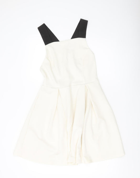 ASOS Women Ivory Skater Dress Size 14 Sleeveless Partywear