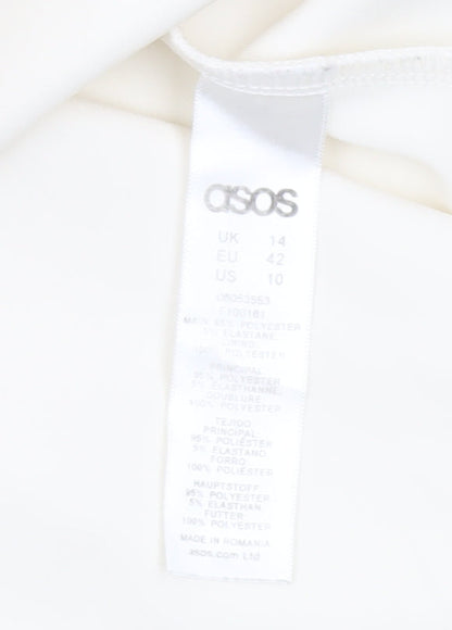 ASOS Women Ivory Skater Dress Size 14 Sleeveless Partywear