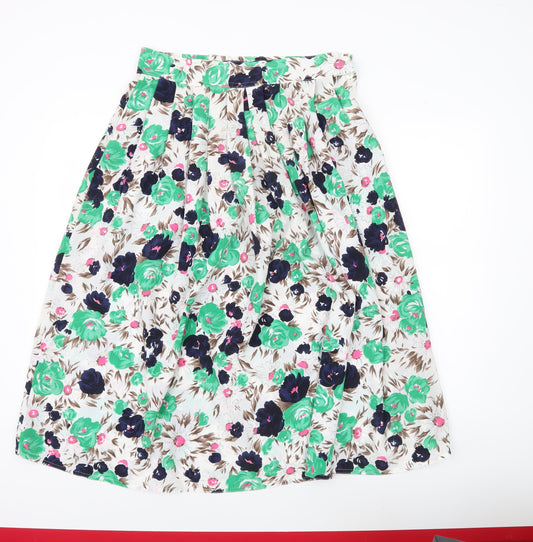 Jacques Vert Women’s Multicoloured Floral Pleated A-Line Midi Skirt Size 16