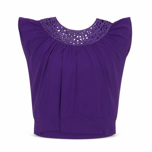BHS Womens Purple Crochet Neck Tunic Blouse Size 10