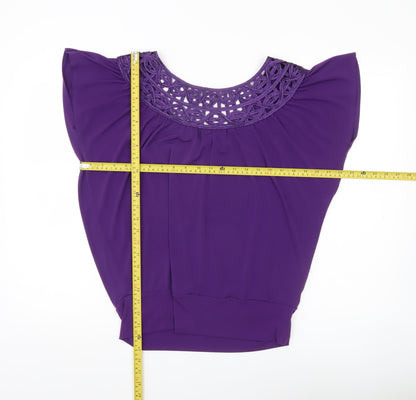 BHS Womens Purple Crochet Neck Tunic Blouse Size 10