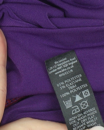 BHS Womens Purple Crochet Neck Tunic Blouse Size 10