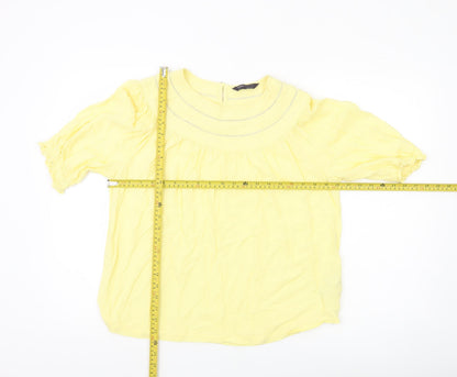 Marks and Spencer Womens Yellow Blouse Size 10 Tunic Puff Sleeve